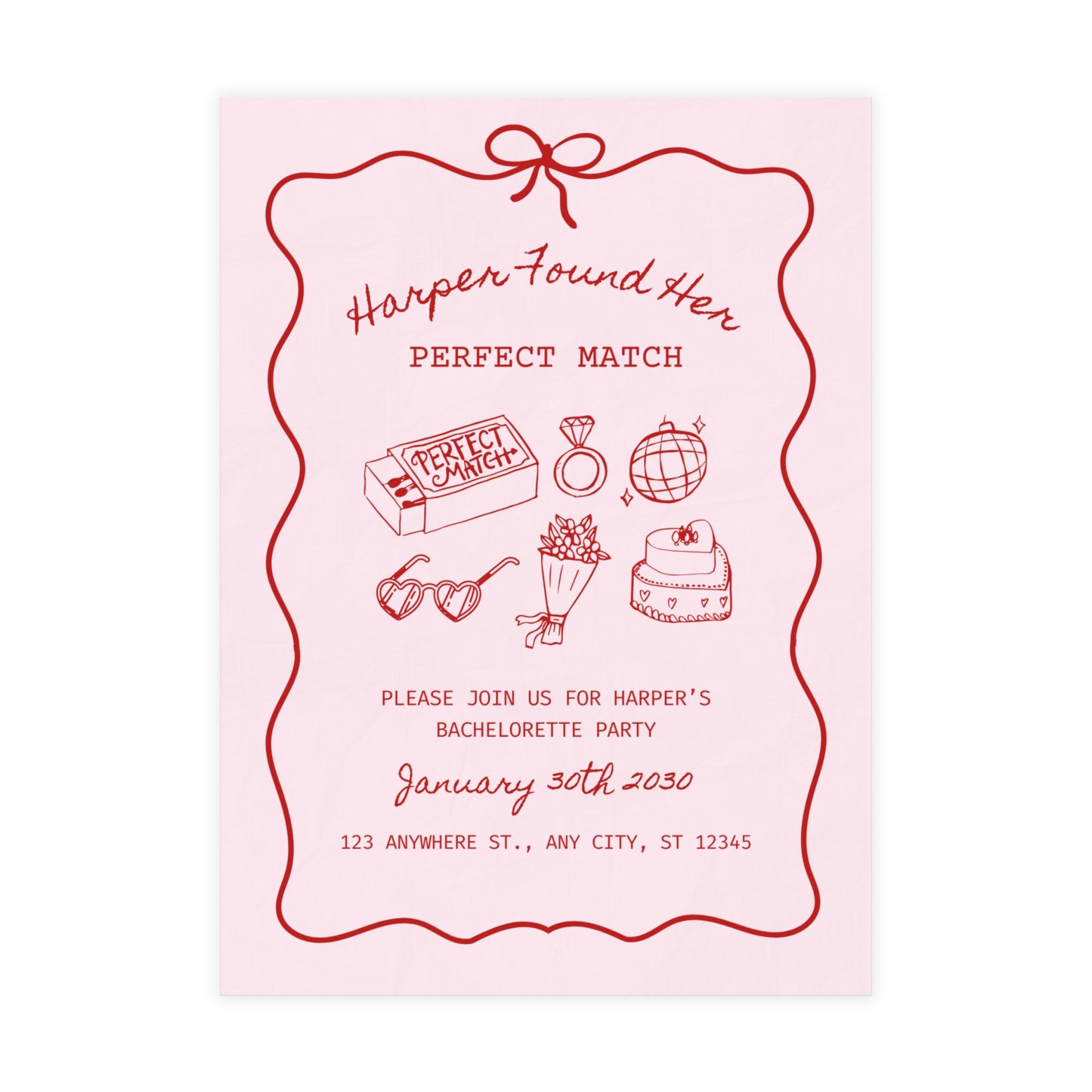 Perfect Match Bachelorette Invitation