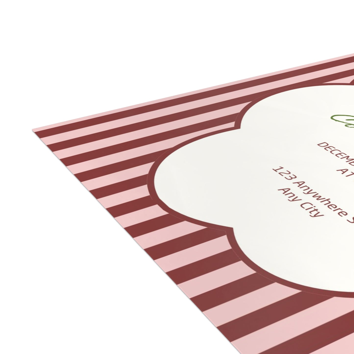 Striped Festive Christmas Cocktail Party Invitation