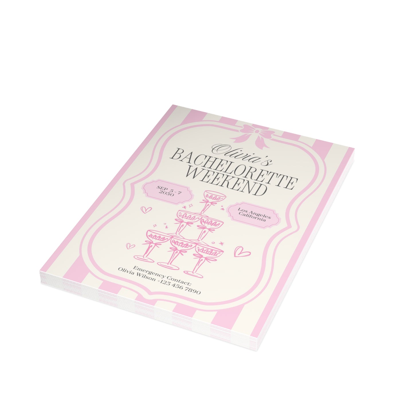 Champagne Striped Pink Bachelorette Invitations