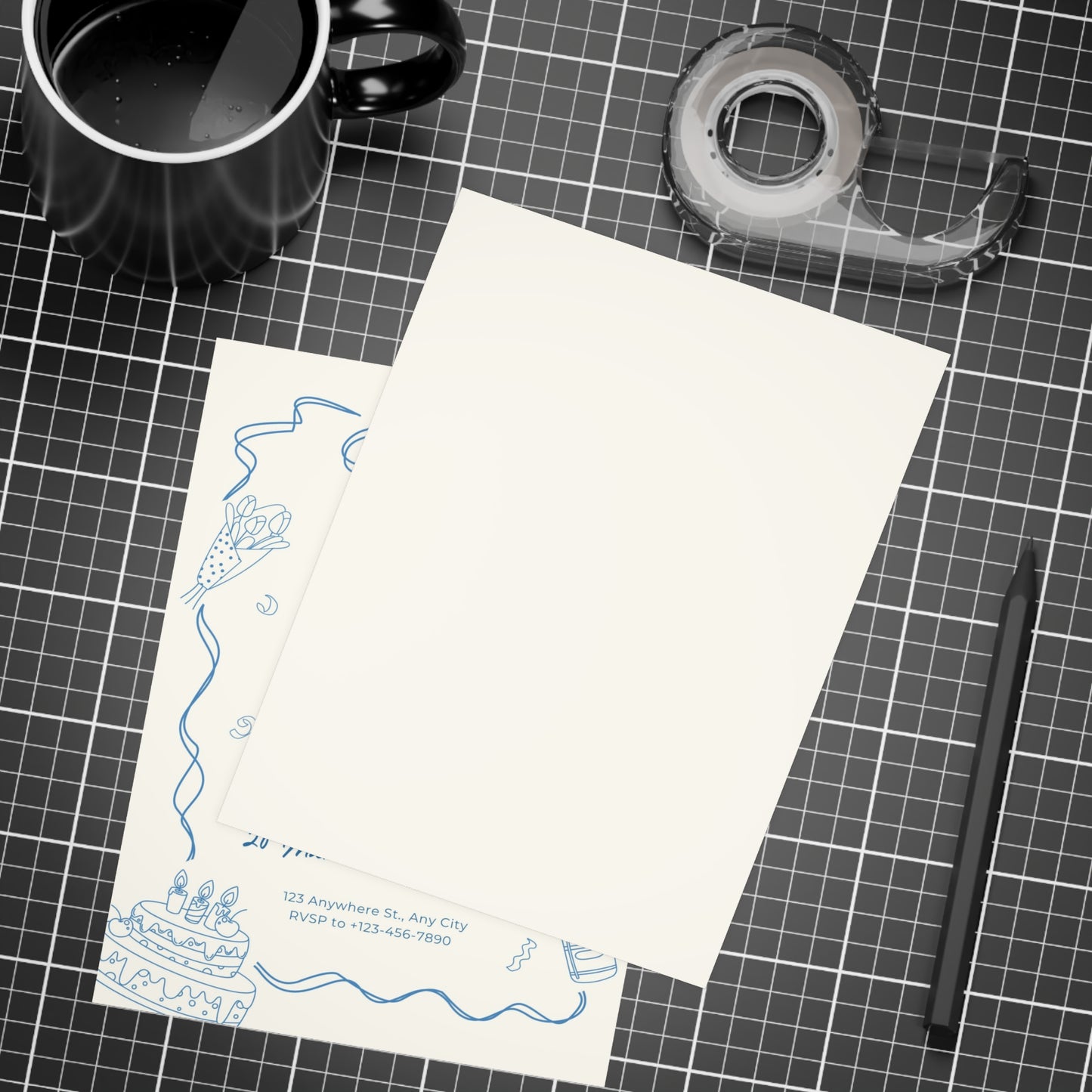Chic Minimal Bow Cream Birthday Invitation