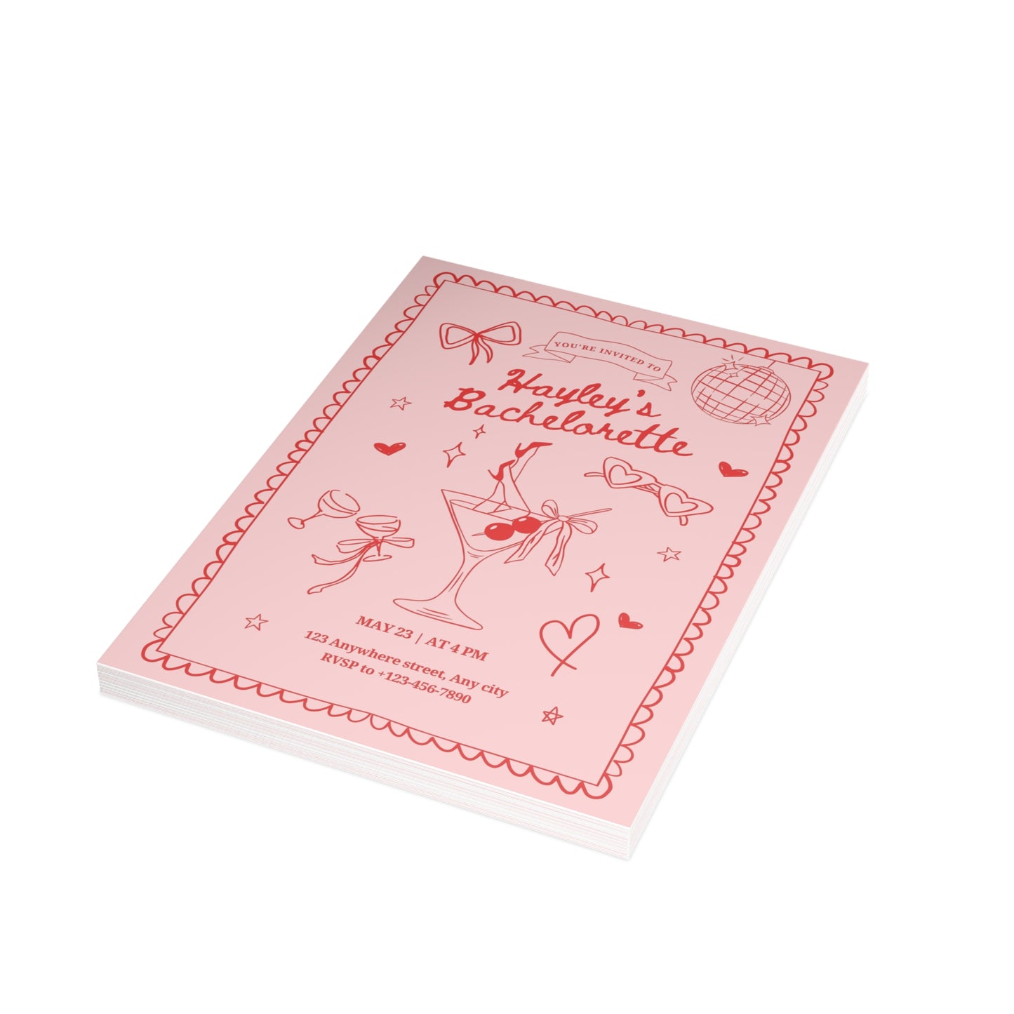 Dirty Martini Pink Bachelorette Invitations