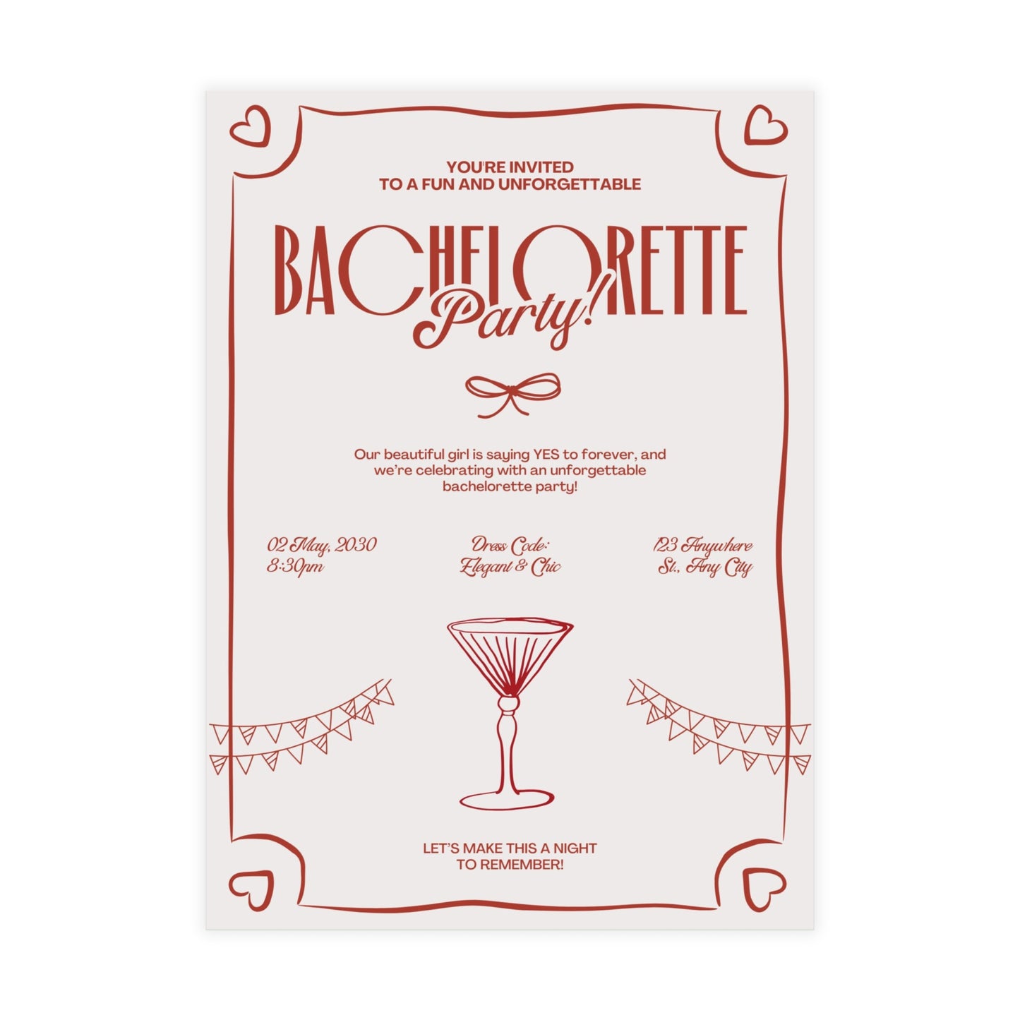 Vintage Blush Bachelorette Party Invitation