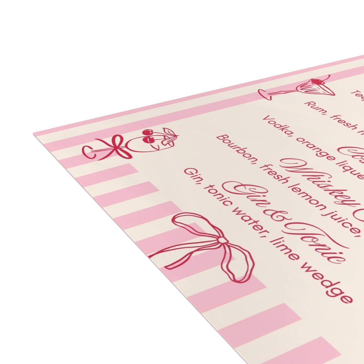 Pink Vintage Cocktail Menu Party Invitations