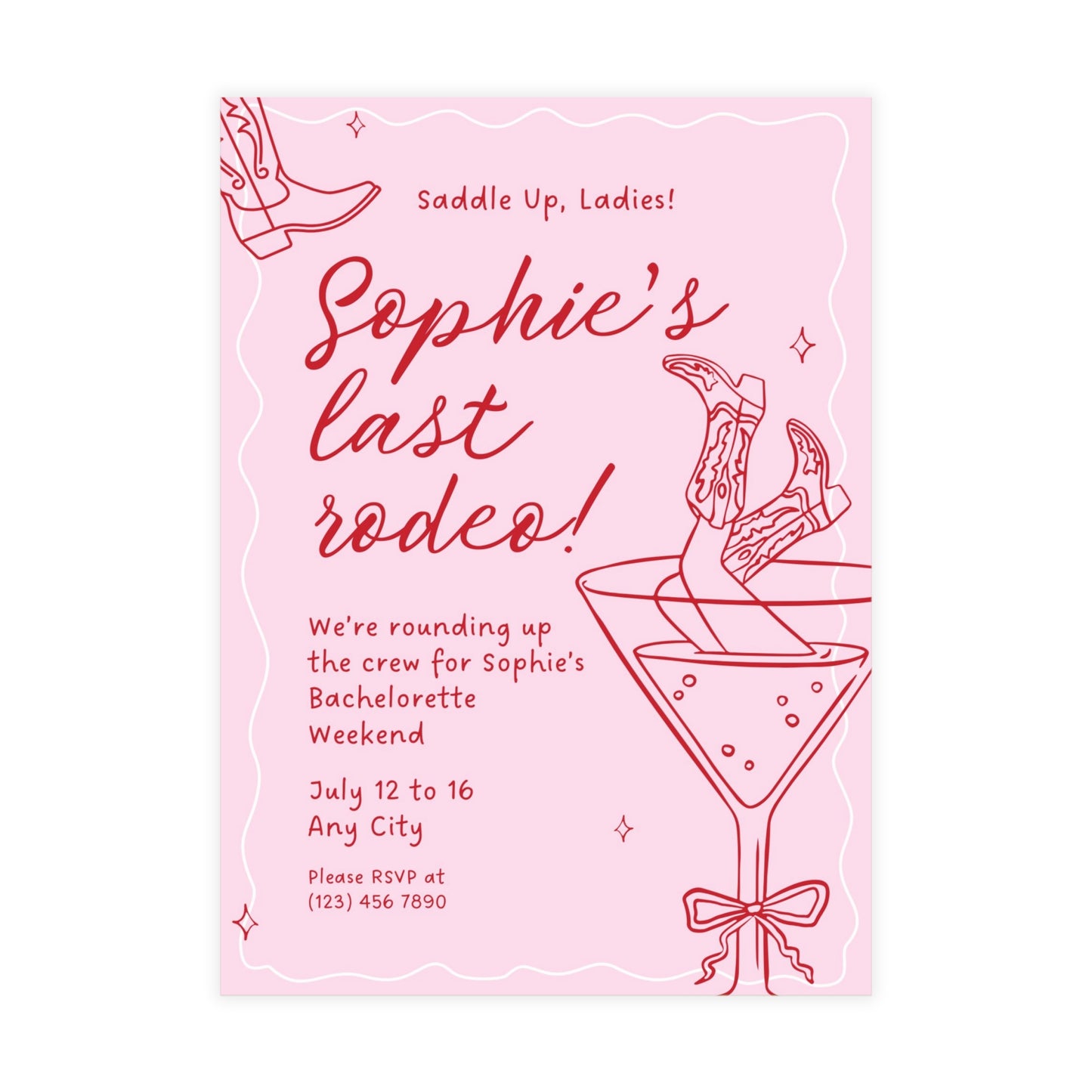Last Rodeo Cowgirl Bachelorette Invitation