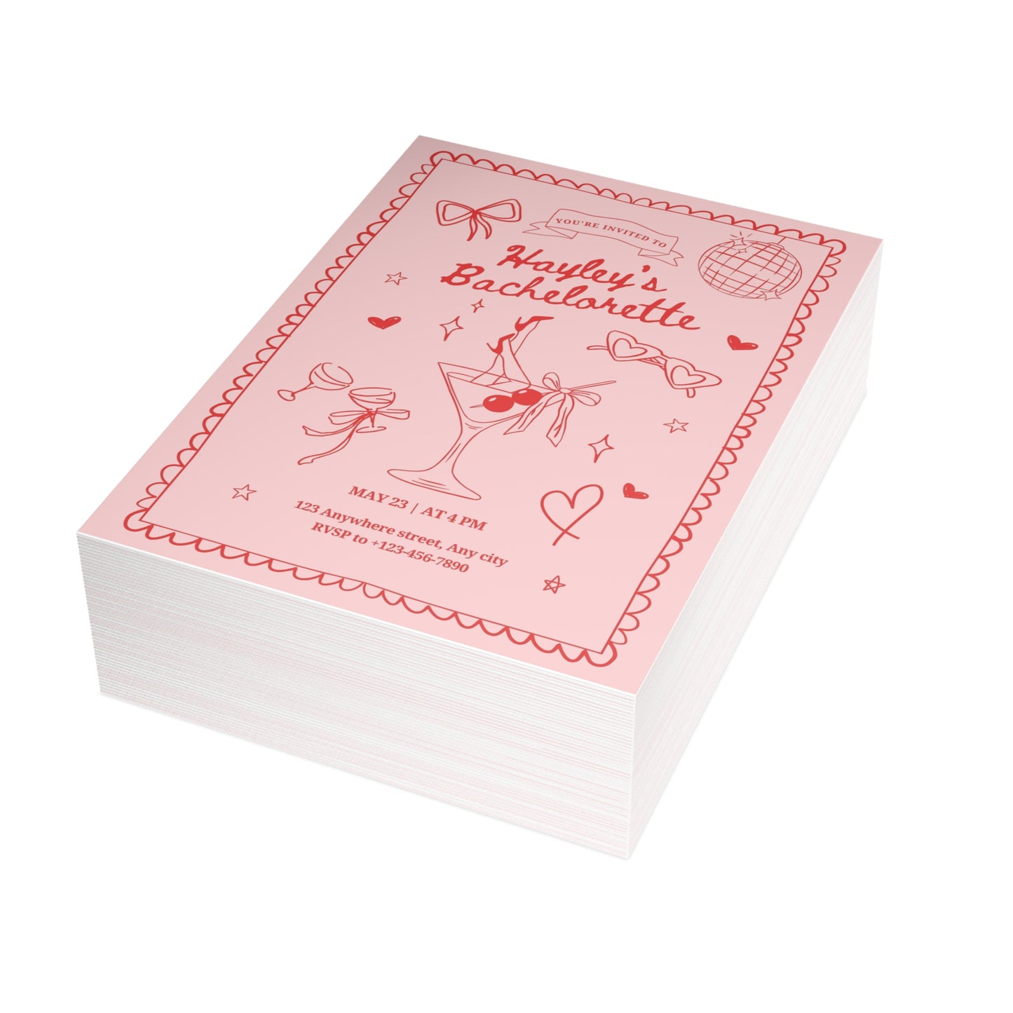 Dirty Martini Pink Bachelorette Invitations