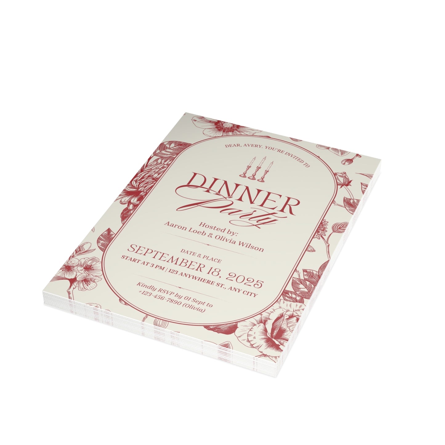 Elegant Floral Dinner Party Invitations