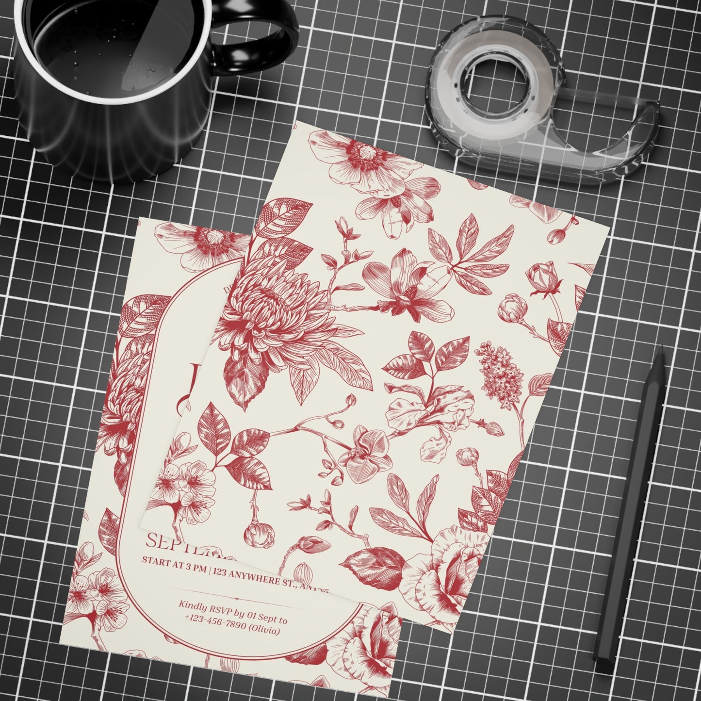 Elegant Floral Dinner Party Invitations