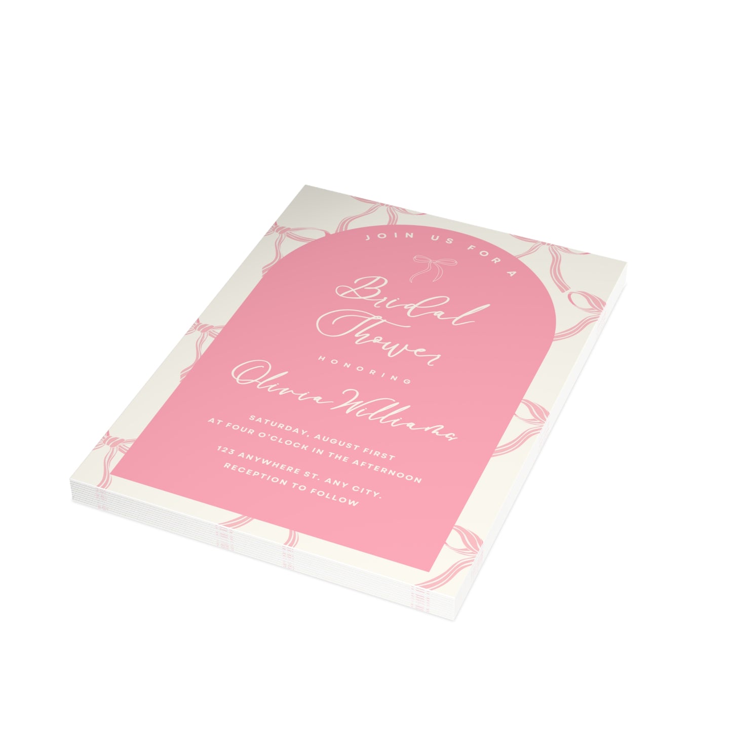 Charming Pink Bow Bridal Shower Invitation