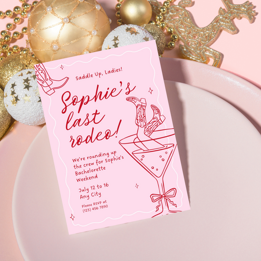 Last Rodeo Cowgirl Bachelorette Invitation