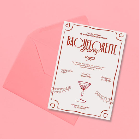 Vintage Blush Bachelorette Party Invitation