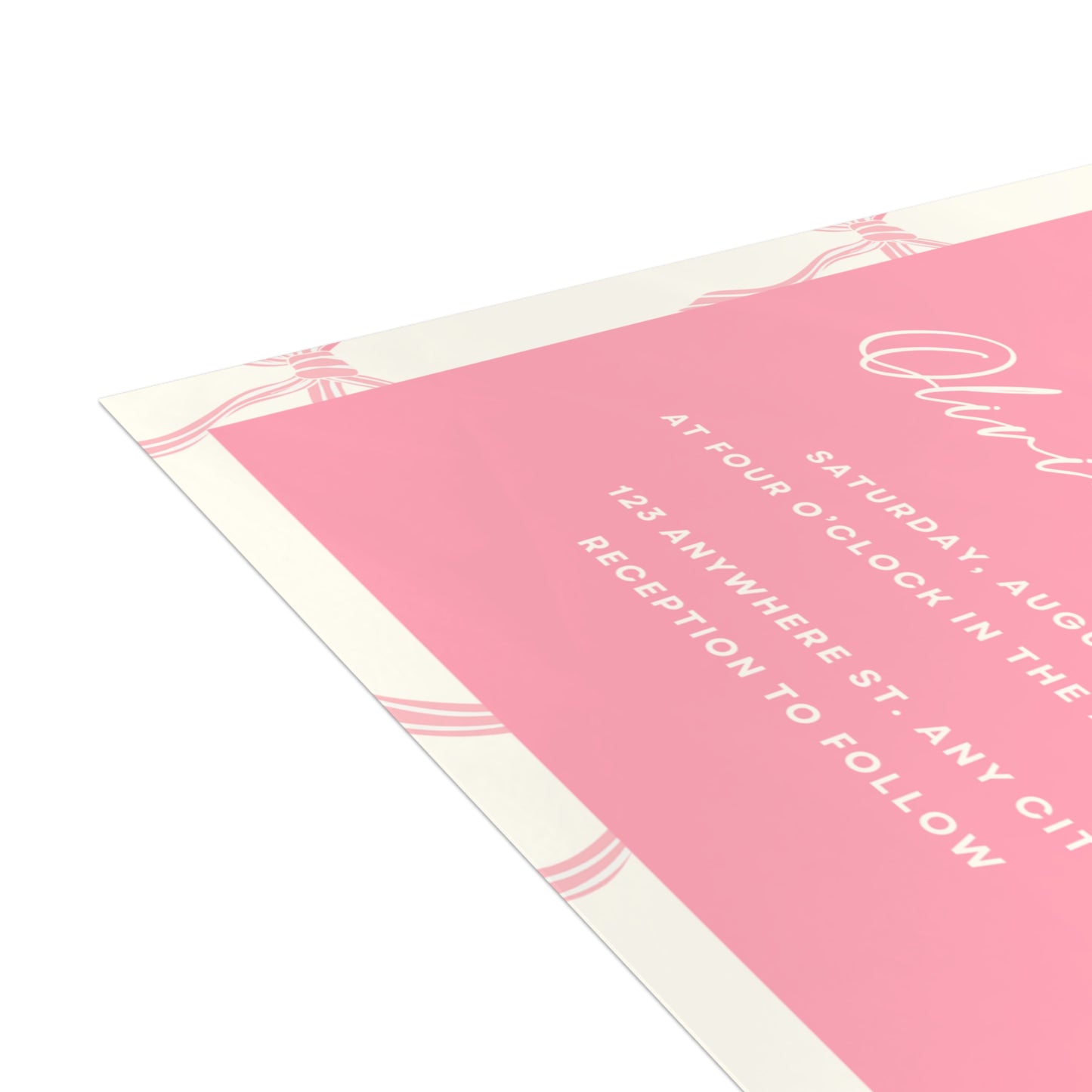 Charming Pink Bow Bridal Shower Invitation